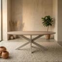 Eichentisch Ferris | Oval 180 cm | Naturfarben | Tischbeine in Sand - Starfurn