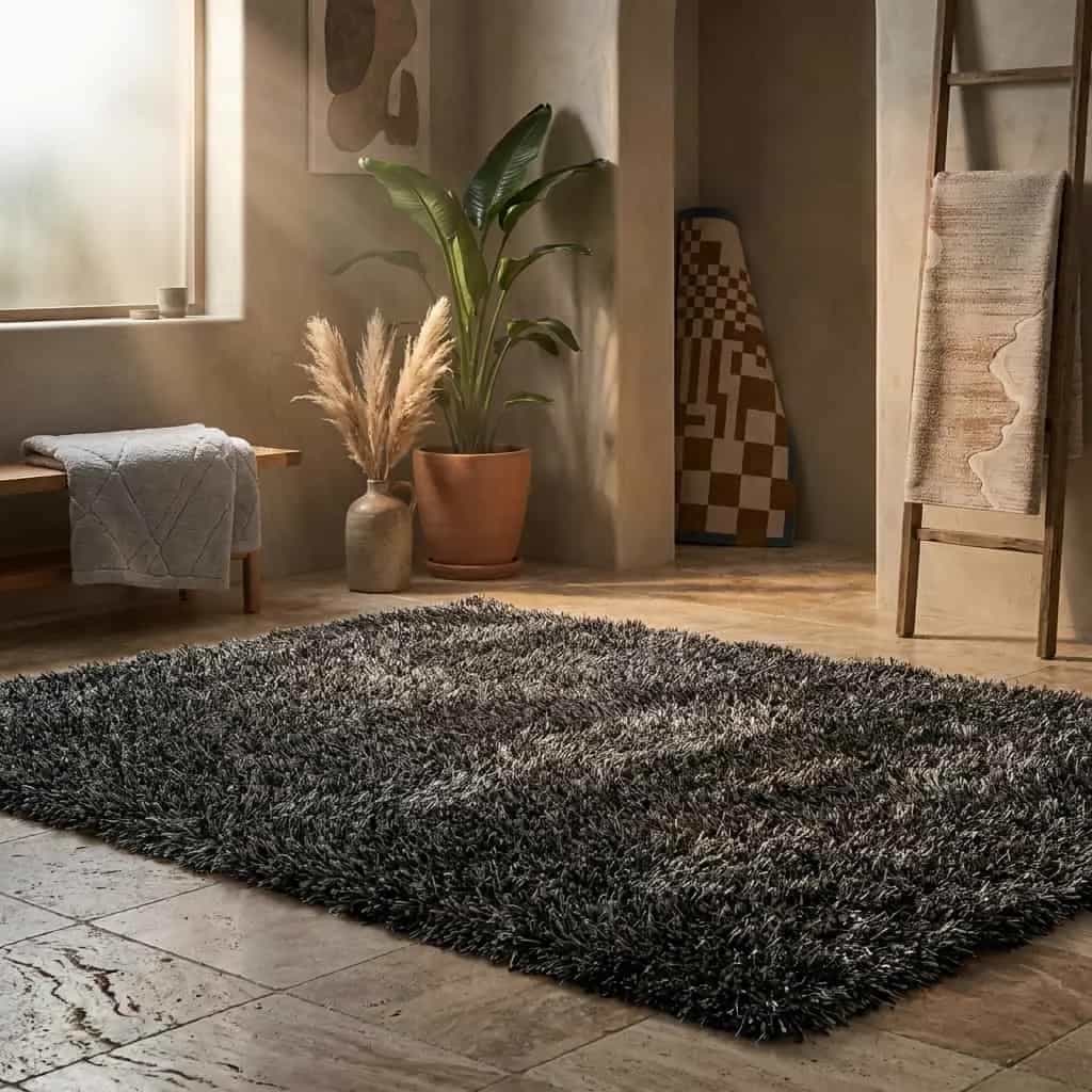 Teppich „Love Shaggy“ Taupe, rund