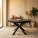Runder Esstisch Denver, schwarzes Mangoholz, 110 cm - Starfurn