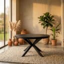 Runder Esstisch Denver, schwarzes Mangoholz, 120 cm - Starfurn
