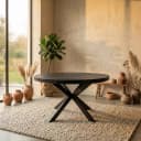 Runder Esstisch Denver, schwarzes Mangoholz, 130 cm - Starfurn
