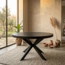 Runder Esstisch Denver, schwarzes Mangoholz, 140 cm - Starfurn