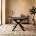 Runder Esstisch Denver, schwarzes Mangoholz, 150 cm - Starfurn