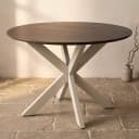 Runder Esstisch Madison Braun, sandfarbene Beine, Mangoholz, 110 cm - Starfurn