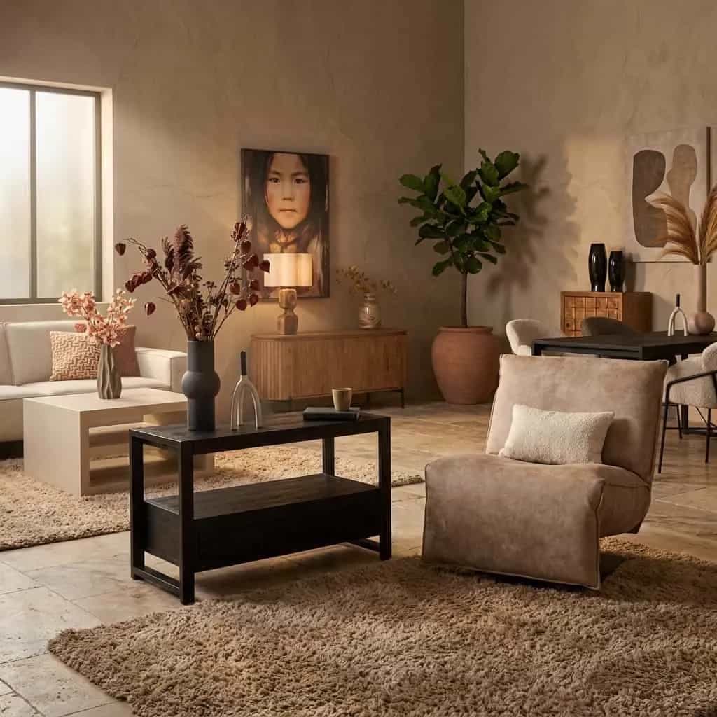 TV-Möbel Boaz Schwarz Mangoholz 100 cm