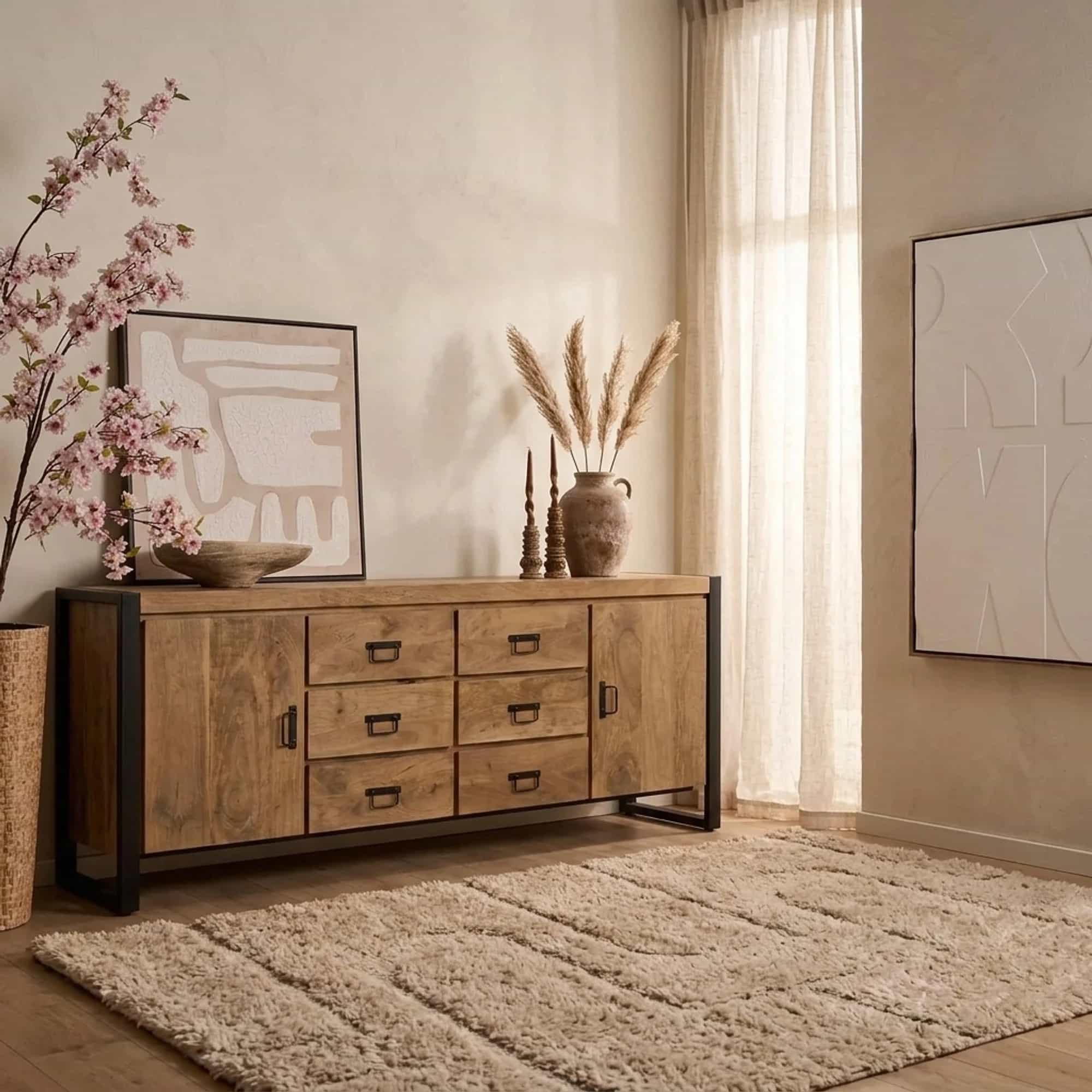 Sideboard Britt Natur Mangoholz 200 cm
