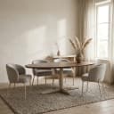 Esstisch 160, oval, Tischbein Beige, Mango Brown Walnut - My Sons