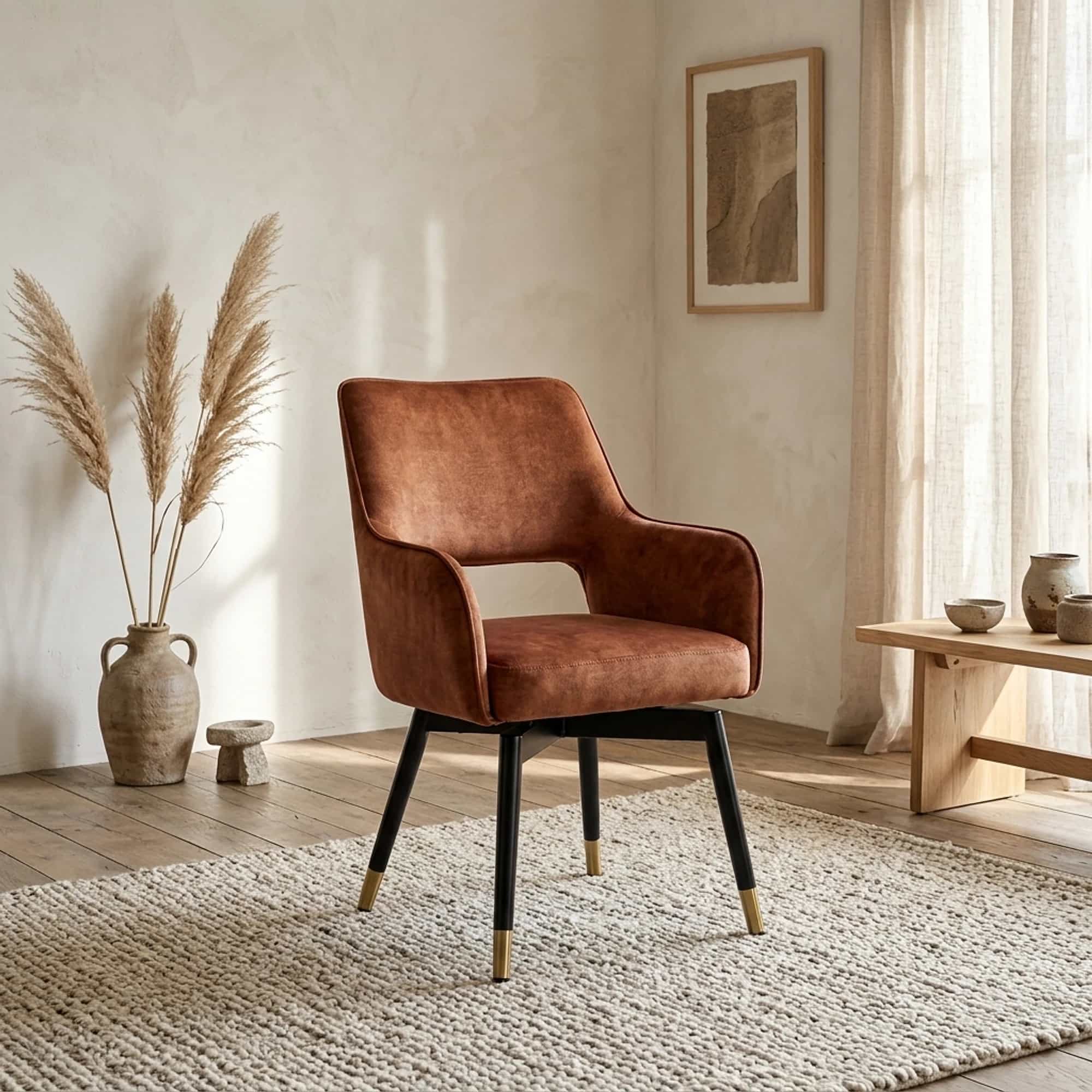 Lenno Armstuhl - Stoff Adore 24 Copper (drehbar)