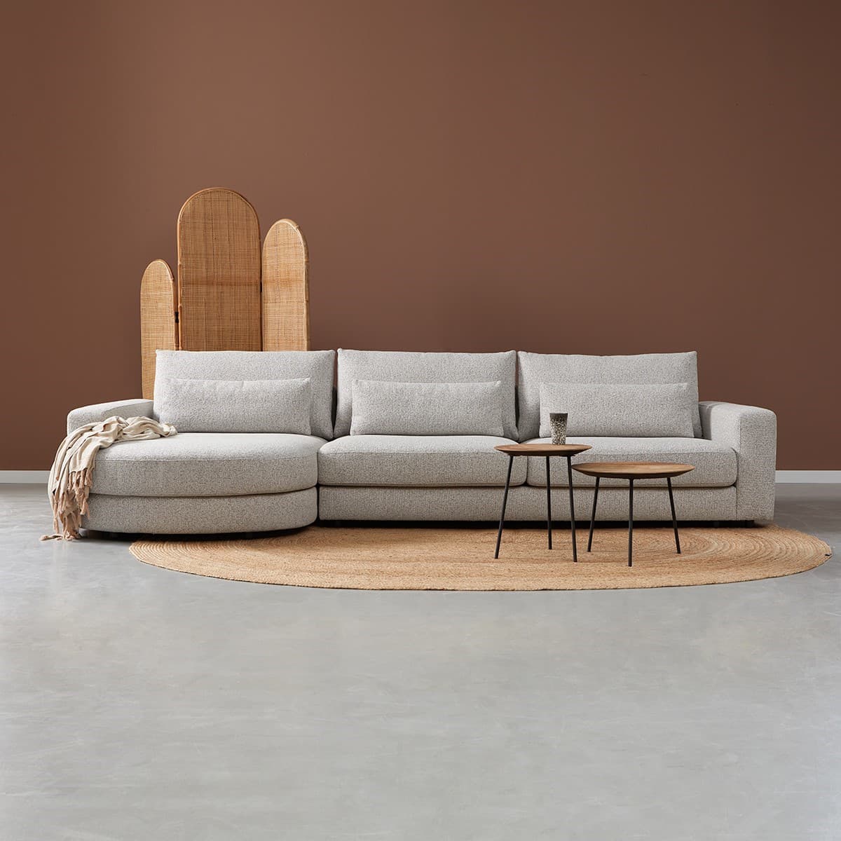 COMO Met ronde chaise longue links