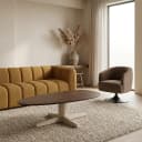 Couchtisch 130, organisch, Tischbein Beige, Mango Brown Walnut - My Sons