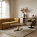 Couchtisch 130, oval, Tischbein Beige, Mango Brown Walnut - My Sons
