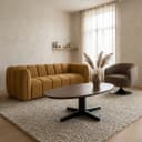 Couchtisch 130, oval, Tischbein Black, Mango Brown Walnut - My Sons