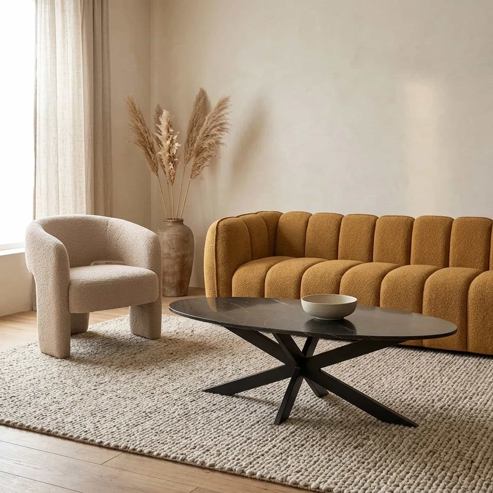 Couchtisch Faye Black marble | 120 cm | Oval