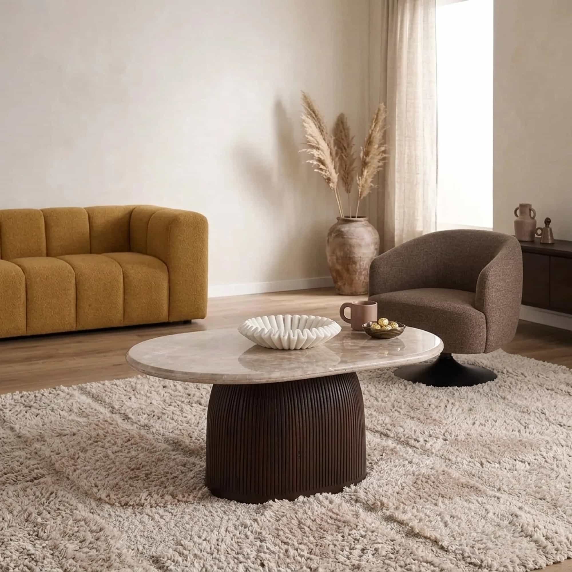 Couchtisch Noel Braun Marmor 90 cm