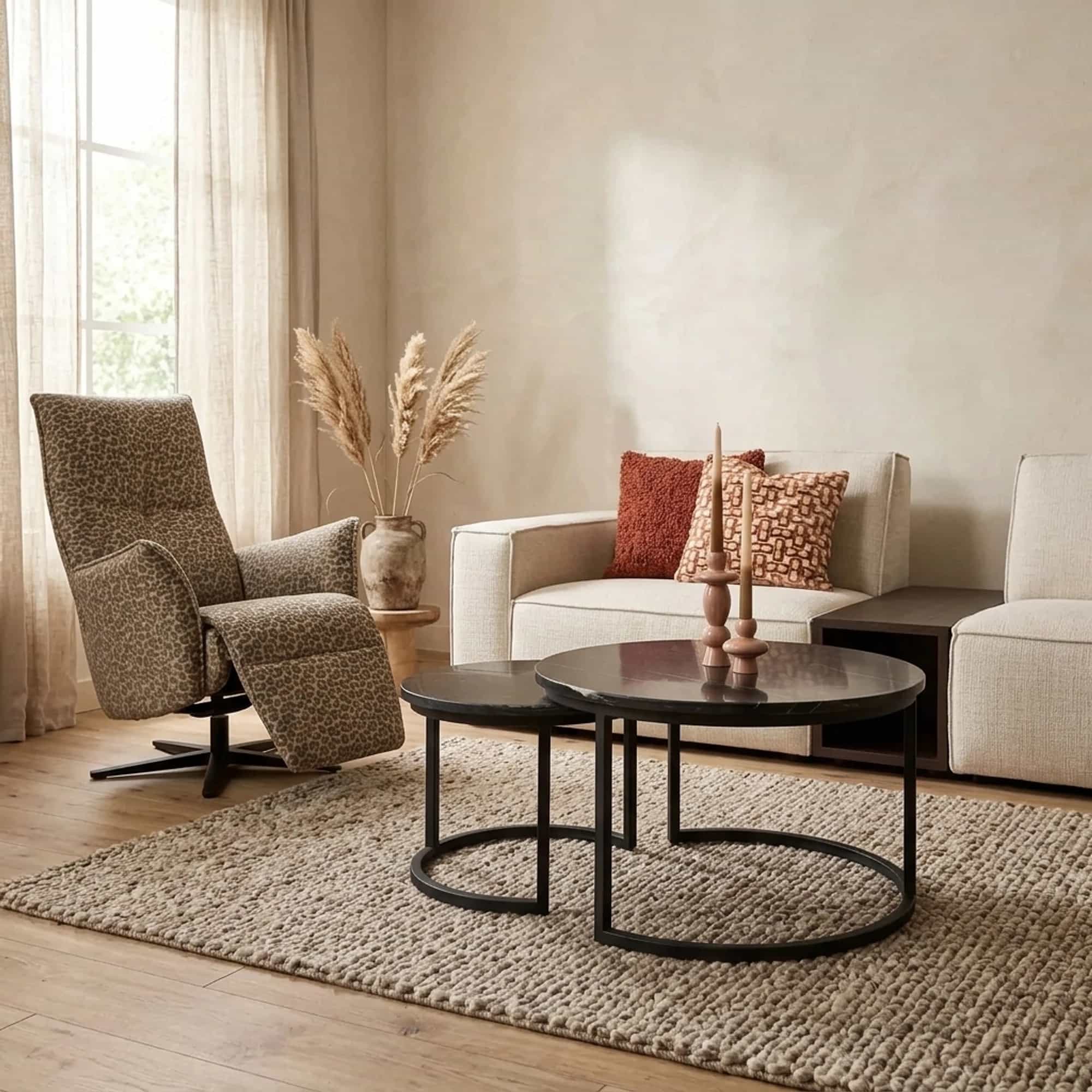 Beistelltisch Nova Schwarzer Marmor | 70 cm | 2er-Set