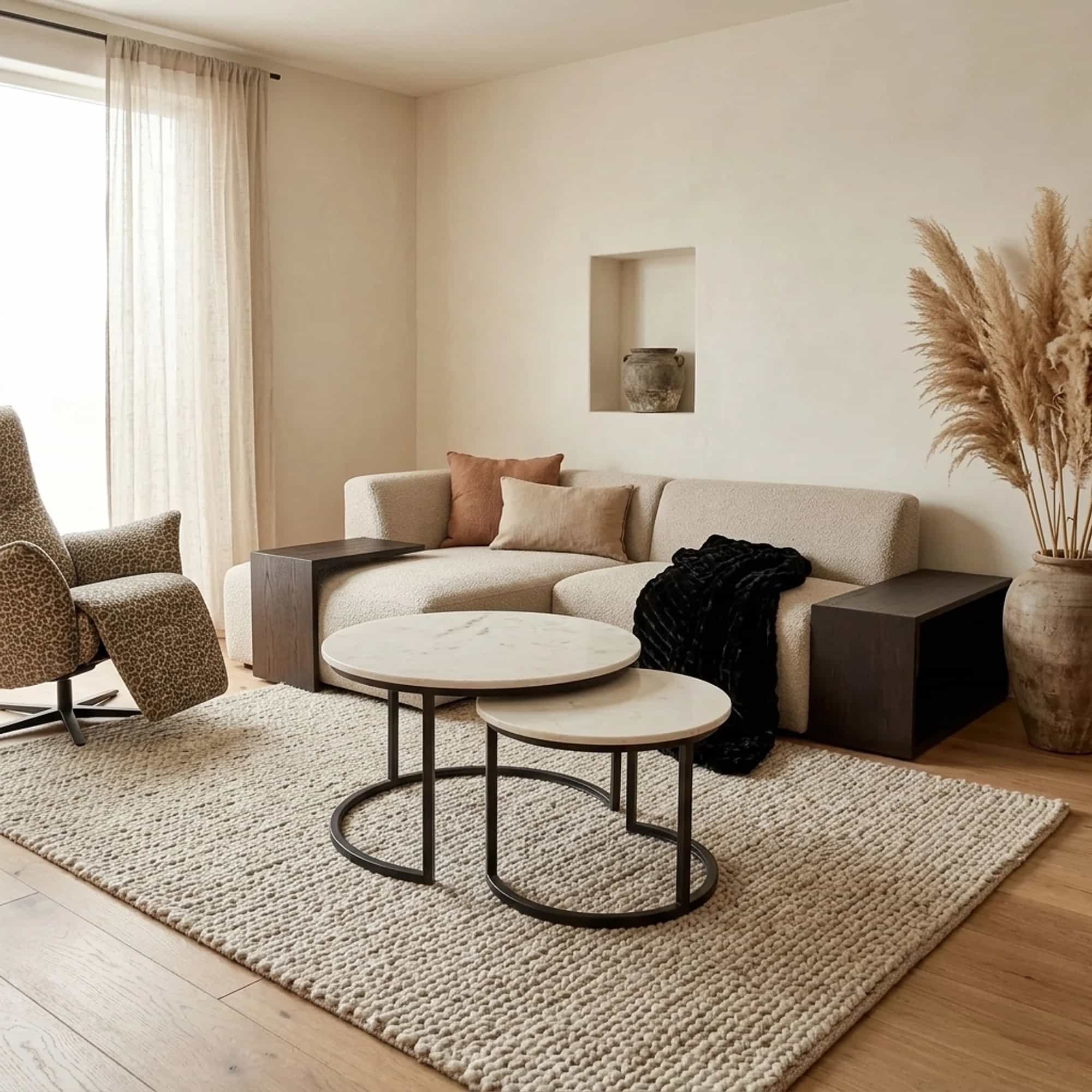 Couchtisch Nova White Marble | 70 cm | Set von 2