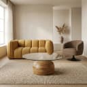 Stella Couchtisch Ø100, H35, Smooth Natural, Clear glass - My Sons