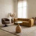 Stella Couchtisch Ø40, H50, Smooth Natural, Clear glass - My Sons