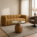 Stella Couchtisch Ø50, H43, Smooth Natural, Clear glass - My Sons