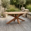 Ovaler Gartenesstisch Teak mit hölzernem Kreuzsockel 220 cm - Benoa