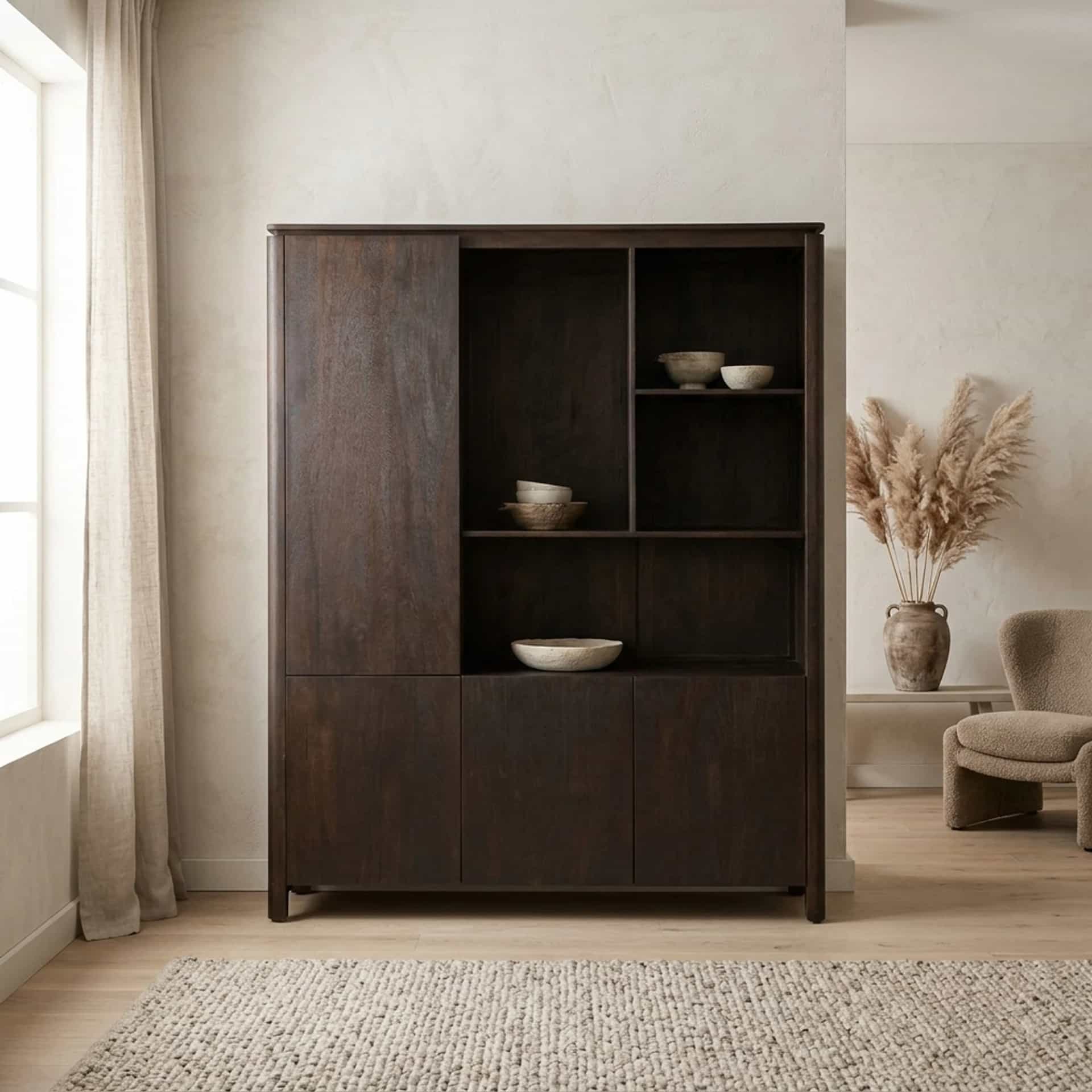Regal XL Dallas Braun Mangoholz 160 cm