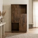 Schrank 180 mit 3 Türen und 2 offenen Fächern, Mango Brown Walnut - My Sons