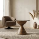 Yves Beistelltisch Ø57, H47, Mango Matt Walnut, Smoke glass - My Sons