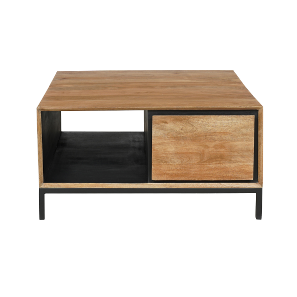 Moderner Couchtisch Richwood Mangoholz schwarz Metall