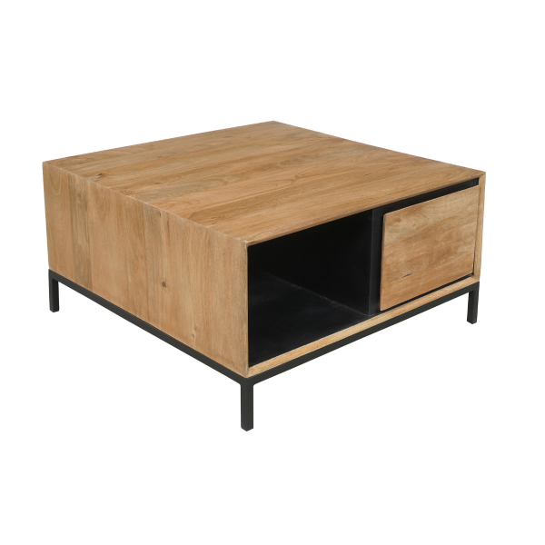 Moderner Couchtisch Richwood Mangoholz schwarz Metall