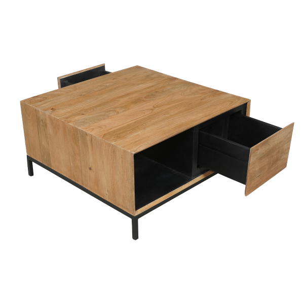 Moderner Couchtisch Richwood Mangoholz schwarz Metall