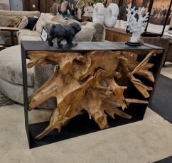 Sidetable vol massif Teakholz met metall Schwarz