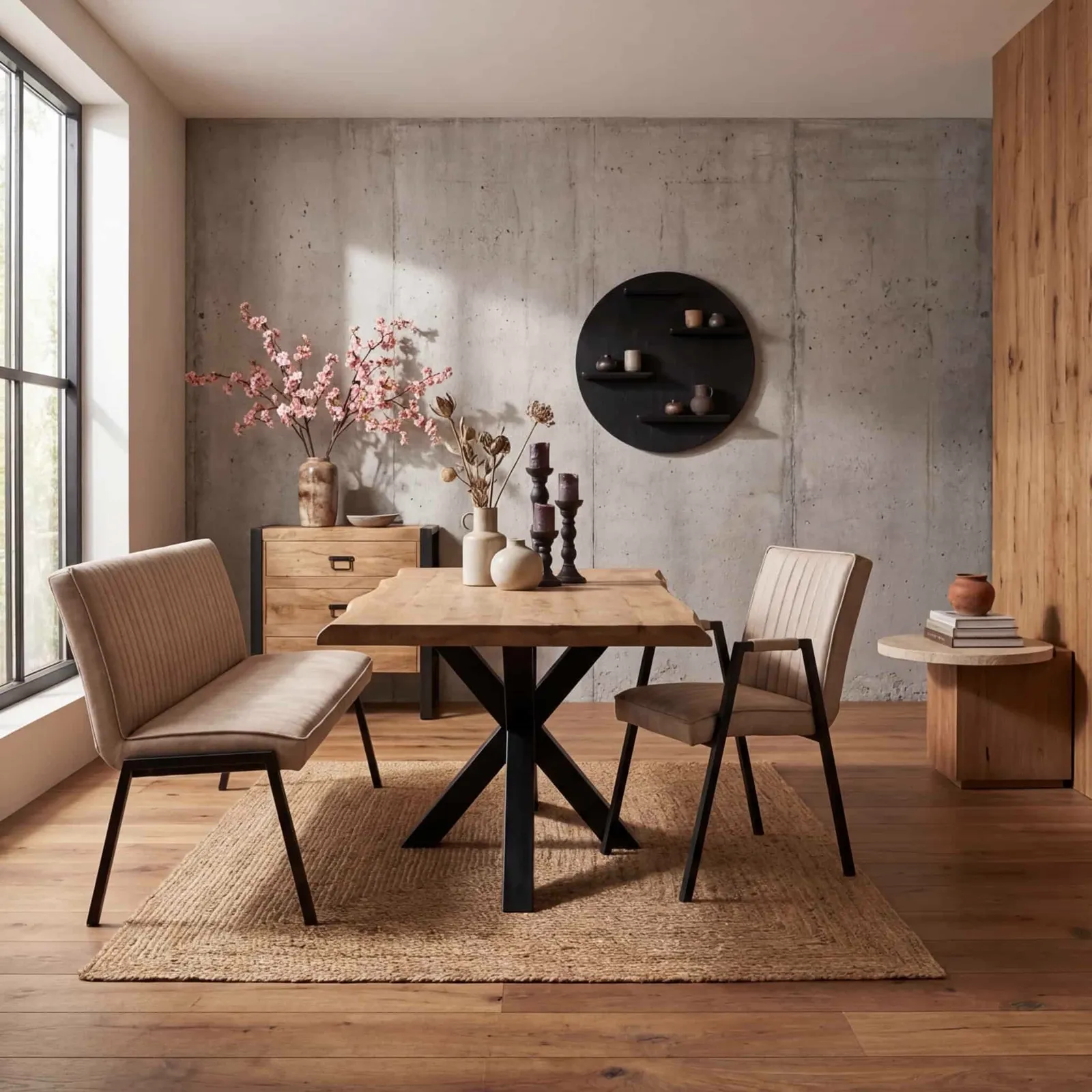 Mangohouten meubels kopen - Dakota boomstamtafel naturel mangohout in modern interieur