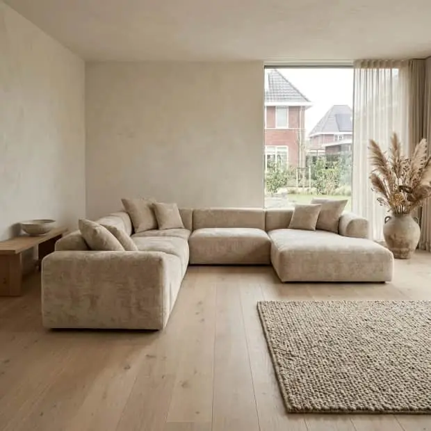 Hellgraues Elementsofa Body von Primavera in einem Wohnzimmer
