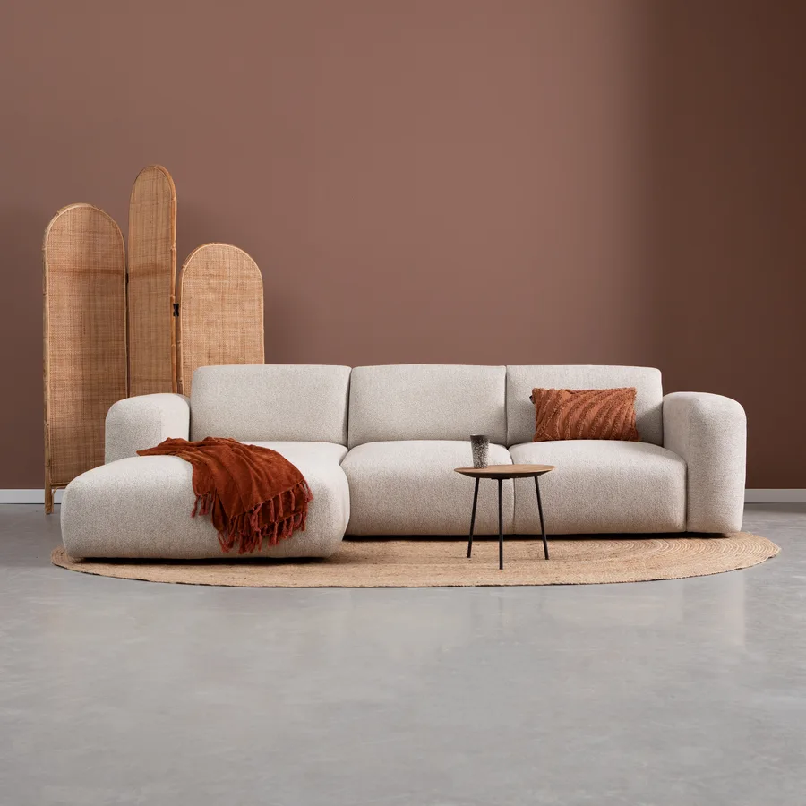 Beiges Ecksofa Soul von Pepp mit Recamiere links im Stoff Sole 05