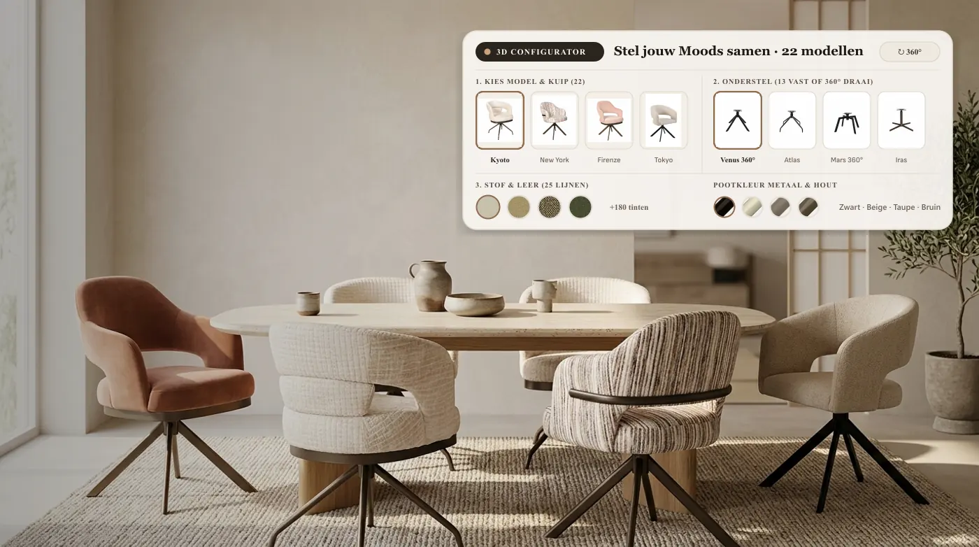 Moods Collection Esszimmerstühle 3D Konfigurator bei Mokana
