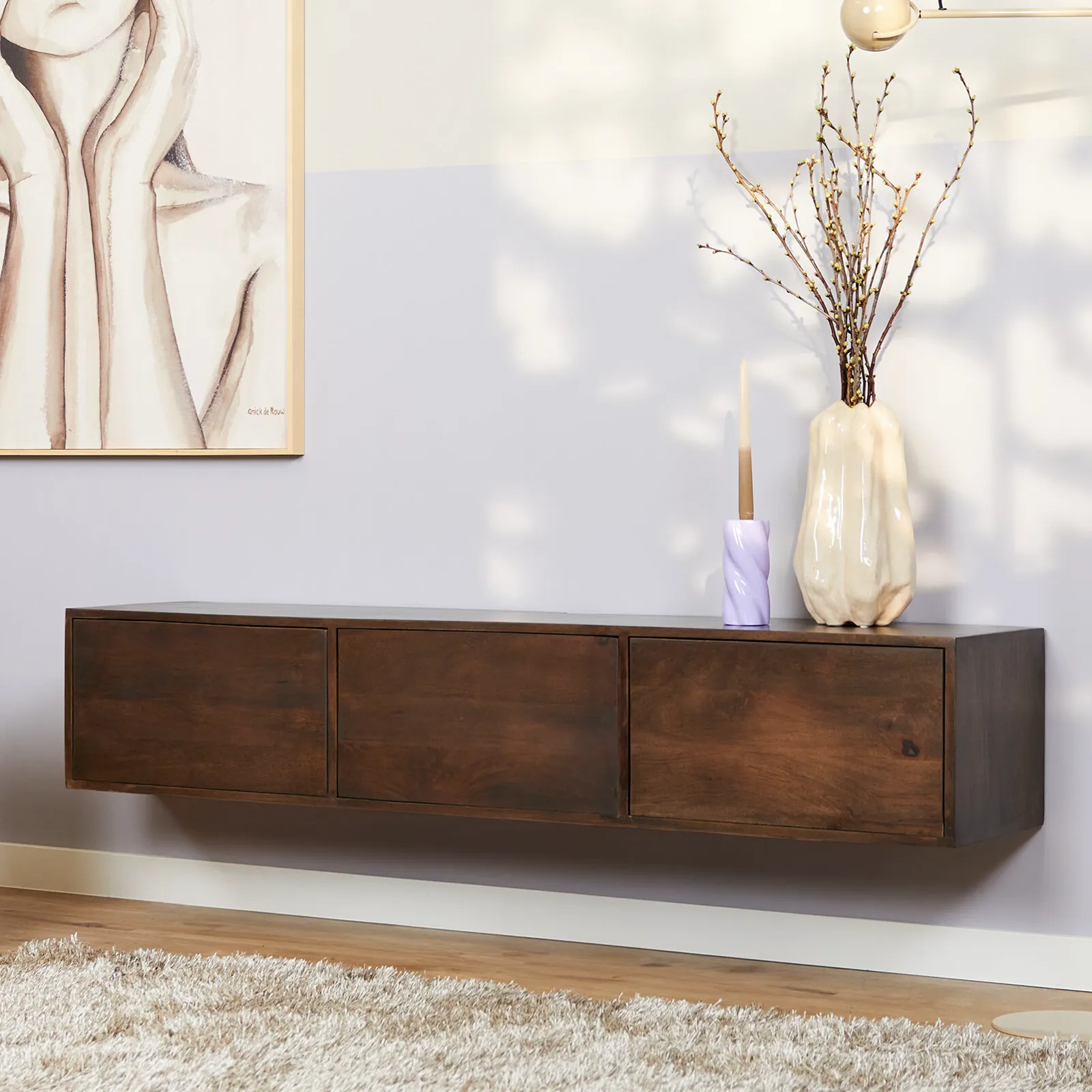Zwevend tv-meubel Vision Walnut 160 cm