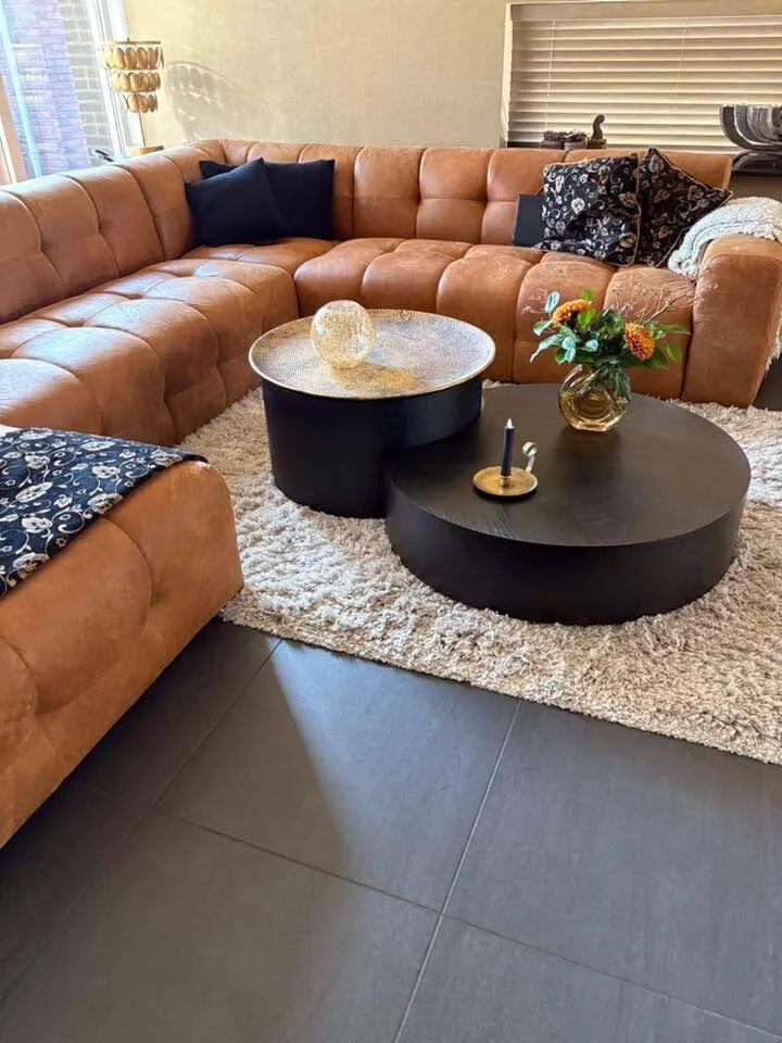 Hoekbank Amsterdam in concrete leder
